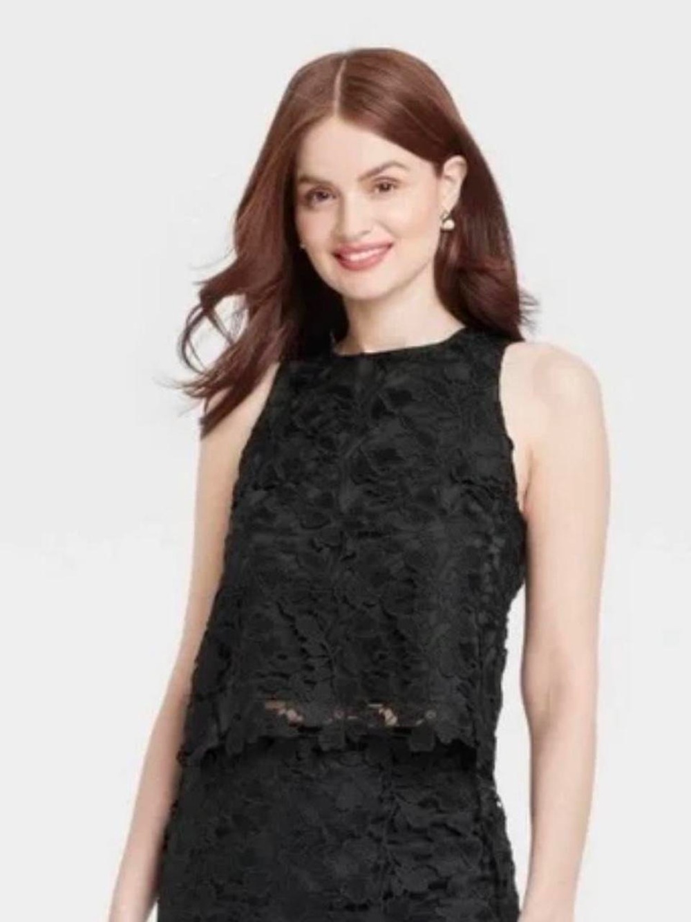 A New Day Black Floral Overlay Top Size 4X NWT
